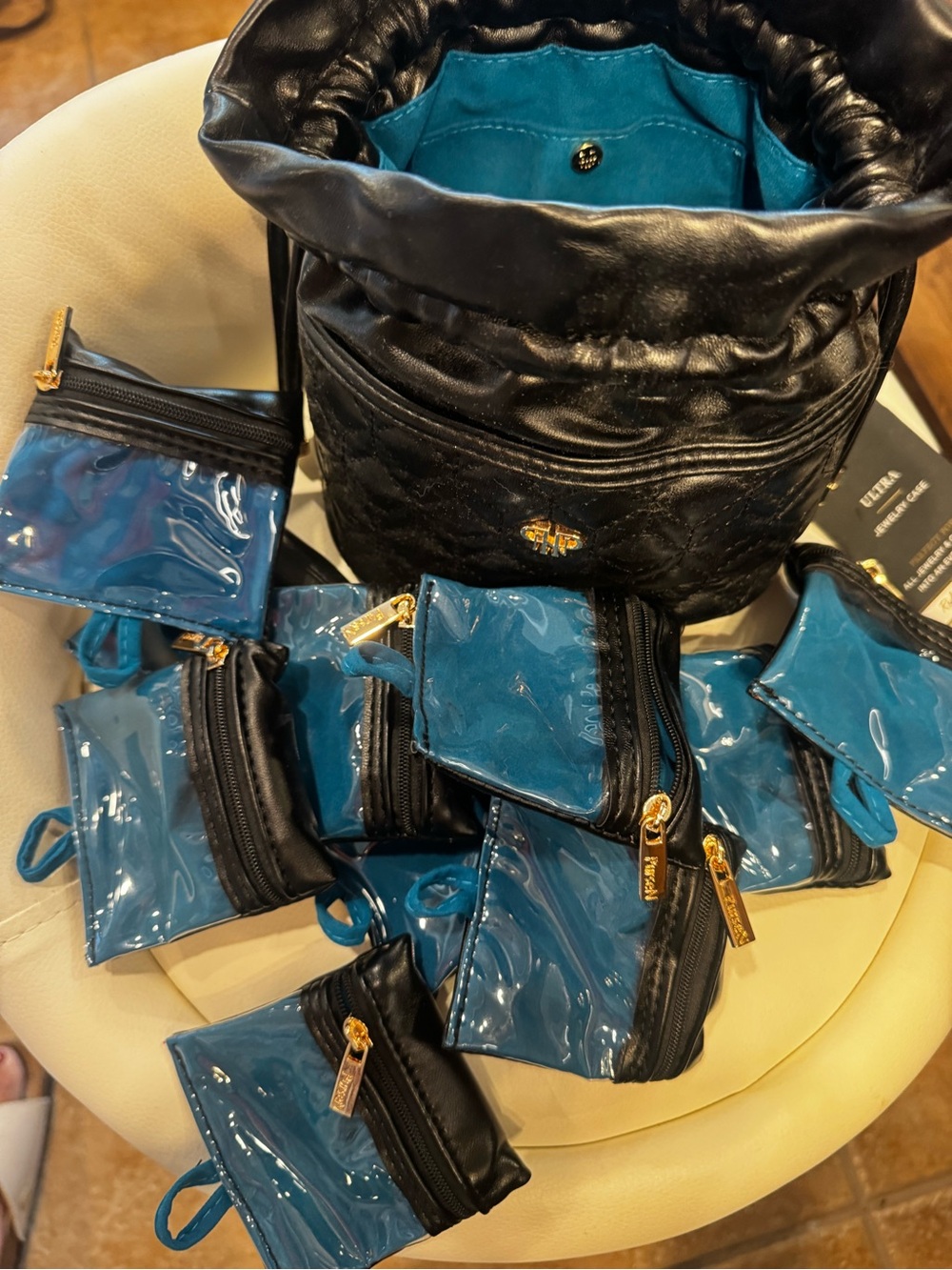 PurseN Black Quilted Drawstring Jewelry Bag - Picture 6 of 7